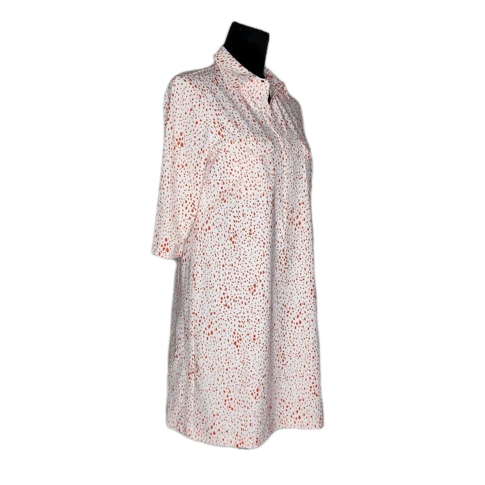 Persifor Shirt Dress M White Red Speckled Print Collared Button Front Pockets US - Picture 2 of 10